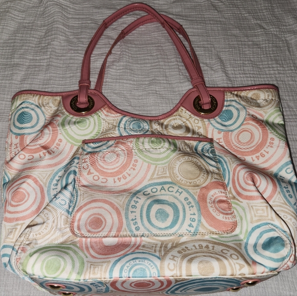 Rare Coach Beach Tote Multicolor F19184 - Picture 8 of 16